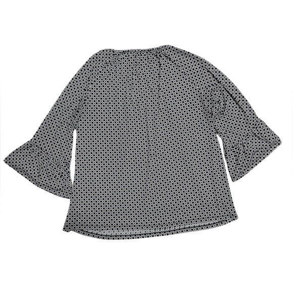 MICHAEL KORS - Women’s 3/4 Length Sleeve Blouse, Black/White, Large - Picture 3 of 5